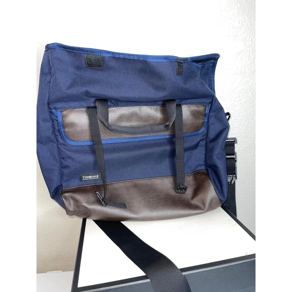 Timbuk2 Handmade San Francisco Messenger Bag Handbag Blue Brown Multi Pocket